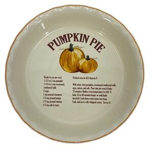 Dennis East International Ceramic Pumpkin Pie Plate Baking Dish - Thanksgiving